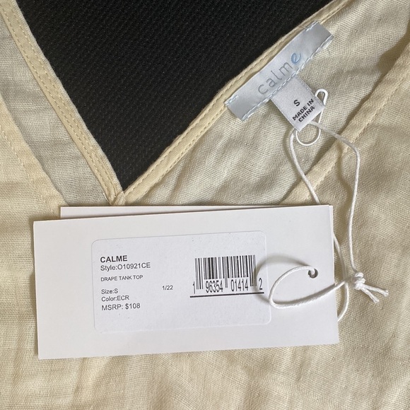 Johnny Was Calme Drape Tank Top Double V Neck Sleeveless 100% Cotton Size S - Picture 6 of 7